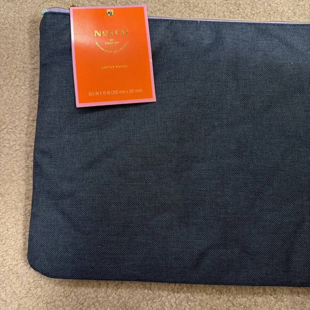 Noted By Post It Laptop Sleeve Dark Blue 10.5 X 15 Inches NWT